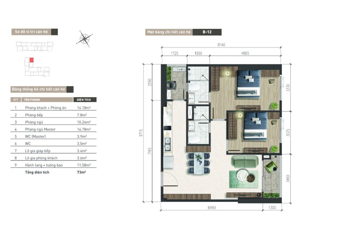 Thiết kế layout căn hộ at sky garden 04